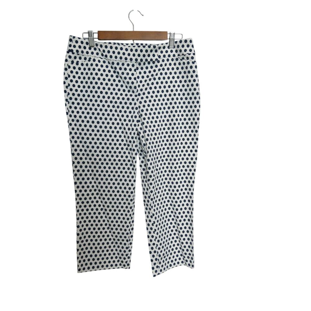 Ann Taylor Dark Navy White Polka Dots  Crop Pants 10
